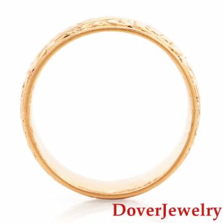 Vintage 18K Yellow Gold Filigree Eternity Wide Band Ring 10.  6 Grams NR 4