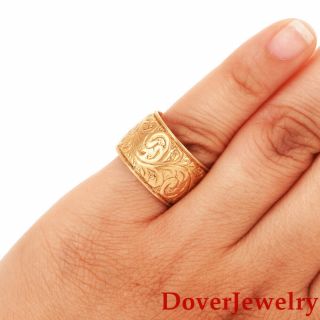 Vintage 18K Yellow Gold Filigree Eternity Wide Band Ring 10.  6 Grams NR 6