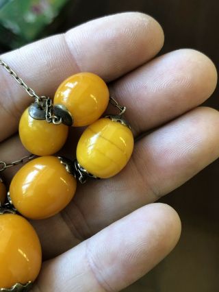Antique or Vintage Baltic Egg Yolk Butterscotch Amber Bead Necklace S/W 6