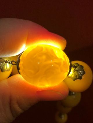 Antique or Vintage Baltic Egg Yolk Butterscotch Amber Bead Necklace S/W 9