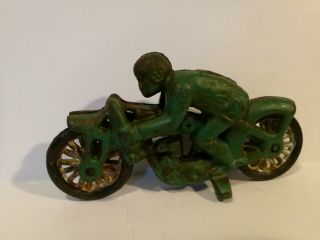 Green Speed Motorcycle Cast Iron Racing Toy