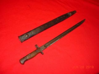 Wwii English Pattern 1907 Mark 1 - Smle Bayonet With Leather Scabbard