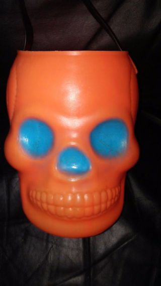 Ultra Rare Vintage Aj Renzi Orange Skull With Blue Eyes Treat Pail Halloween