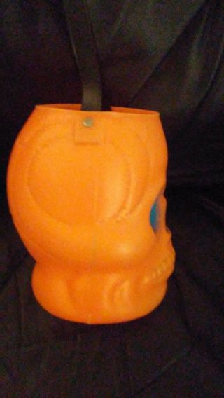 ULTRA RARE VINTAGE AJ RENZI ORANGE SKULL WITH BLUE EYES TREAT PAIL HALLOWEEN 3