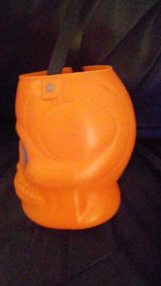 ULTRA RARE VINTAGE AJ RENZI ORANGE SKULL WITH BLUE EYES TREAT PAIL HALLOWEEN 4