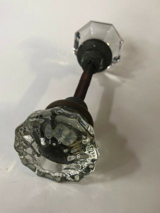 Vintage Glass Crystal Door Knob Set Brass With Spindle Different