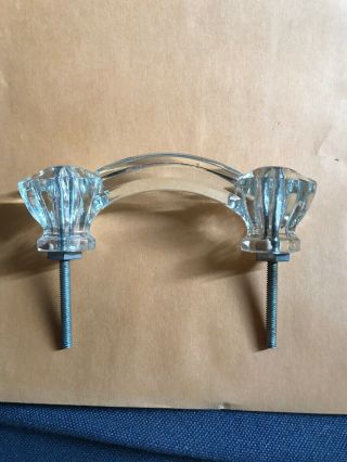 Antique Vintage Clear Glass Cabinet Knobs Drawer Pull Handles Depression Era