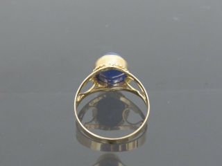 Vintage 18K Solid Yellow Gold Star Blue Sapphire Filigree Ring Size 7.  25 2