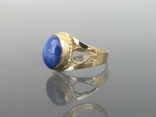 Vintage 18K Solid Yellow Gold Star Blue Sapphire Filigree Ring Size 7.  25 3