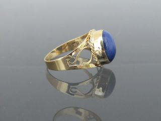 Vintage 18K Solid Yellow Gold Star Blue Sapphire Filigree Ring Size 7.  25 4