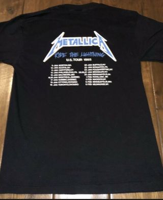 1985 Vintage Metallica Ride The Lightning Us Tour Shirt Club Dates 50 - 50