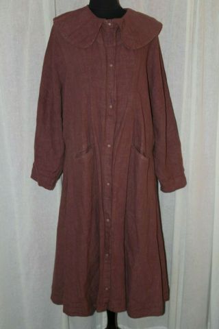 J Morgan Puett Handmade Vintage 80s Linen Button Front Coat Dress 1 - Sz Rare