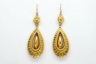 Pretty Antique Late Victorian English 9k Gold Drop Earrings