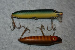 VINTAGE HEDDON DOWAGIAC WOOD LURES GLASS EYES 10