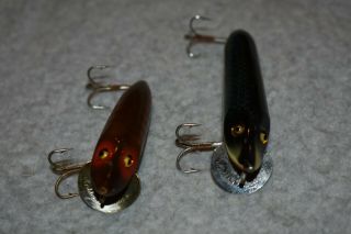 VINTAGE HEDDON DOWAGIAC WOOD LURES GLASS EYES 3