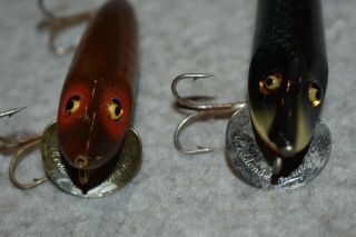 VINTAGE HEDDON DOWAGIAC WOOD LURES GLASS EYES 4