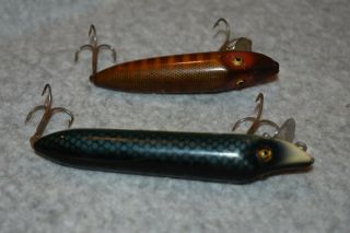 VINTAGE HEDDON DOWAGIAC WOOD LURES GLASS EYES 6