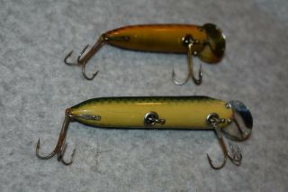 VINTAGE HEDDON DOWAGIAC WOOD LURES GLASS EYES 7