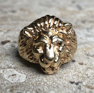 Vintage 14k Yellow Gold Lion Ring,  Heavy,  Size 5