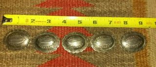 5 Vintage Coin Silver Navajo Conchos