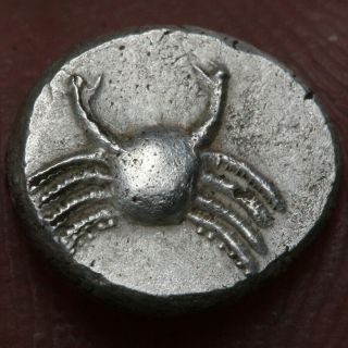 Ancient Greek Coin Silver 9mm - 0.  64gr Islands Of Greece Ca 300 Bc - Crab