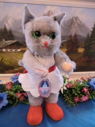 Kersa Germany Gray Cat Minnemay Puss N Boots 50s Doll Mohair Plush 30cm 11in Id