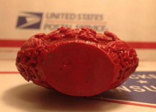 Vintage ANTIQUE Asian CHINESE EXPORT RED CARVED CINNABAR Lacquer SNUFF BOTTLE 6