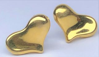 Vintage 1983 Angela Cummings Tiffany & Co 18k Yellow Gold Heart Earrings