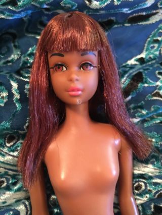 Vintage Barbie 1966,  1st Edition.  1100 Black Francie W/ Swimsuit And Red Hair