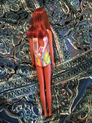 Vintage Barbie 1966,  1st Edition.  1100 Black Francie w/ Swimsuit and Red Hair 4