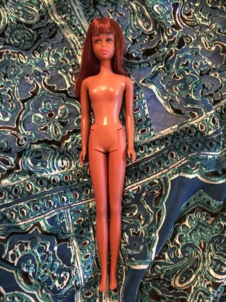 Vintage Barbie 1966,  1st Edition.  1100 Black Francie w/ Swimsuit and Red Hair 5