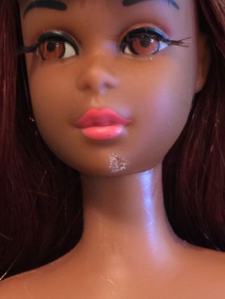 Vintage Barbie 1966,  1st Edition.  1100 Black Francie w/ Swimsuit and Red Hair 8