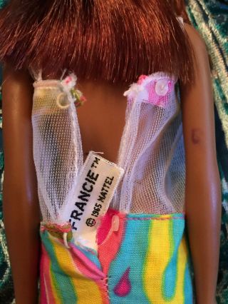 Vintage Barbie 1966,  1st Edition.  1100 Black Francie w/ Swimsuit and Red Hair 9