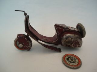 Old Vintage Very Rare Vespa Scooter Russian Wind Up Tin Toy 50s -