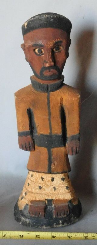 Antique Hand Carved Wooden Santos Folk Art Figure Priest Polychrome Painted