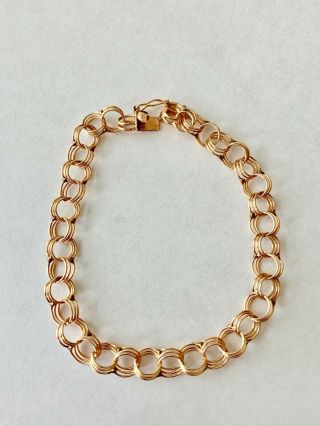 Vintage 14k Gold 7 1/2 In Charm Bracelet 7.  4 Grams