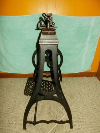 ANTIQUE 1885 MILLER FALLS COMPANION WOOD LATHE TREADLE FOOT OPERATED EMBOSSED 10