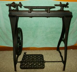 Antique 1885 Miller Falls Companion Wood Lathe Treadle Foot Operated Embossed