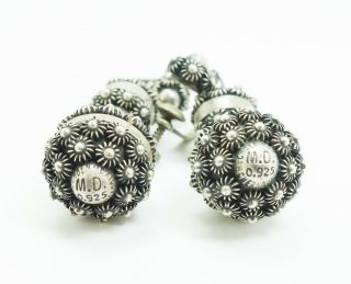Vintage Mexican Sterling Silver Granulation Bead Necklace Bracelet Earrings Set 3