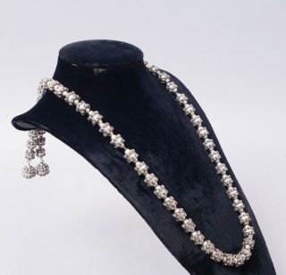 Vintage Mexican Sterling Silver Granulation Bead Necklace Bracelet Earrings Set 9