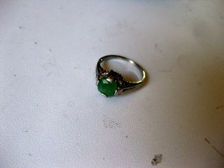 ANTIQUE 18K WHITE GOLD RING with NATURAL EMERALD,  ART DECO,  1920 ' s 4