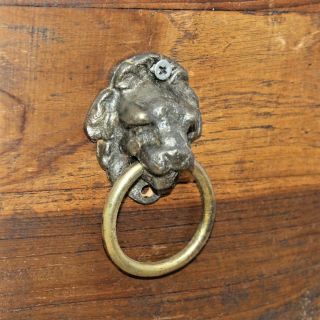 Antique Style Rustic Cast Iron Lion Face Door knocker with Brass Ring 002 2