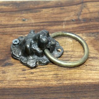 Antique Style Rustic Cast Iron Lion Face Door knocker with Brass Ring 002 3