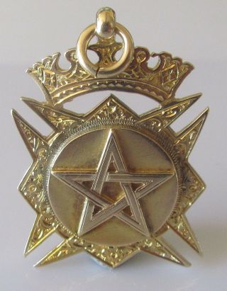 Edward Vii 9ct Yellow Gold Crown & Pentagram Fob/ Medallion/ Pendant