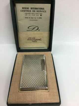 Vintage St Dupont Silver Plated Lighter With Box And Papers