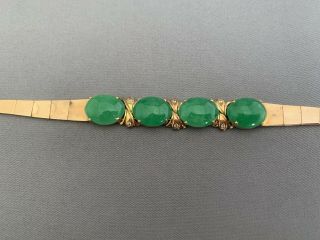 Vintage 18k Yellow Gold Jade Bracelet