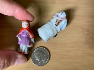 Antique Mini Little Red Riding Hood And Wolf Bisque - Germany
