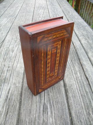 Antique Inlaid Wood Book Form Box