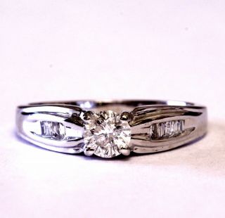 14k White Gold.  54ct I2 H Round Diamond Vintage Engagement Ring 3.  5g Antique