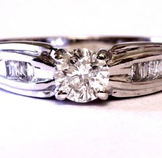 14k white gold.  54ct I2 H round diamond vintage engagement ring 3.  5g antique 2